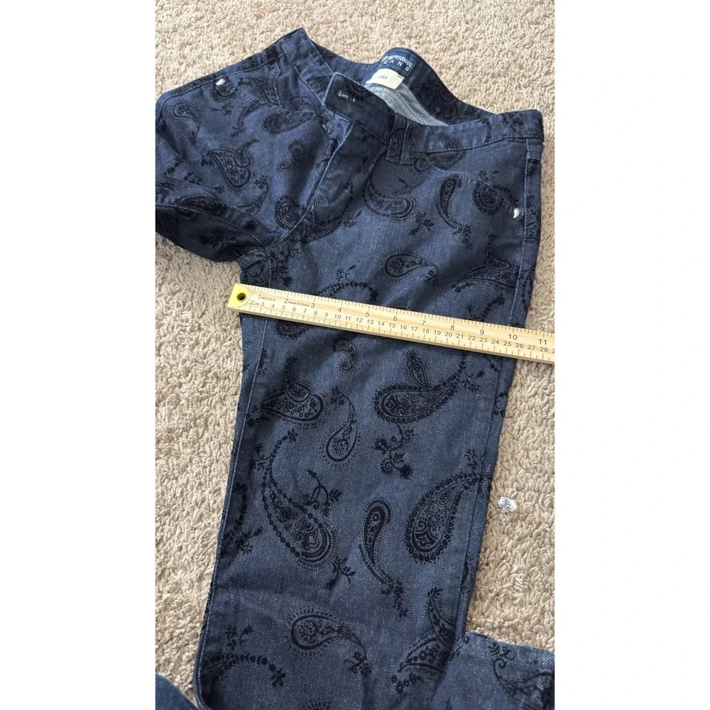 Emporio Armani Jeans Lara Paisley Flocked Velvet Denim Slim Pants Indigo ii25‎